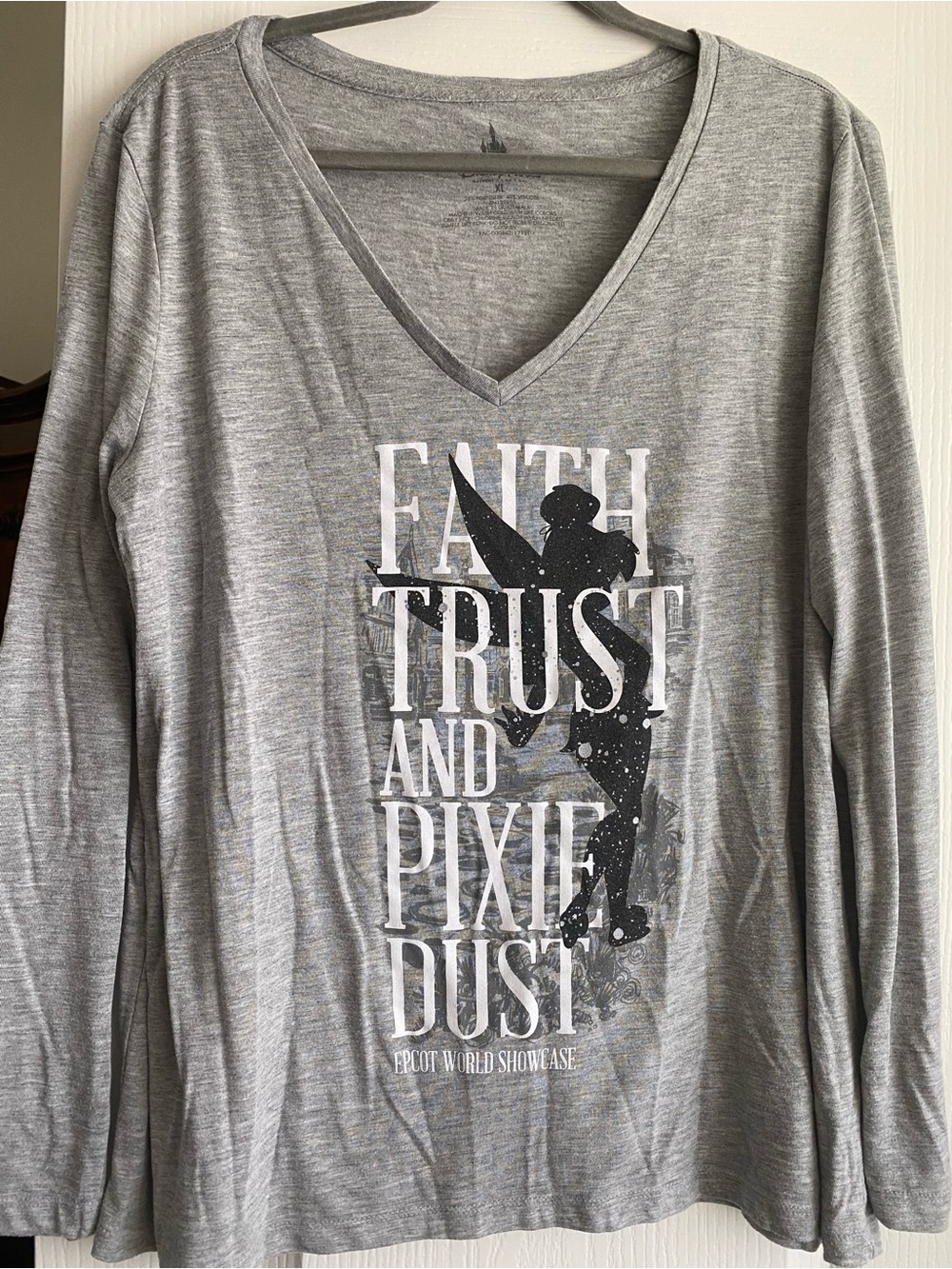 Disney Gray Heather Crewneck Tee with Subtle Logo Print
